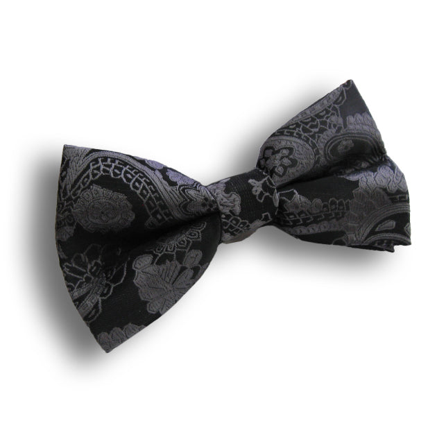 BLACK PAISLEY BOW TIE