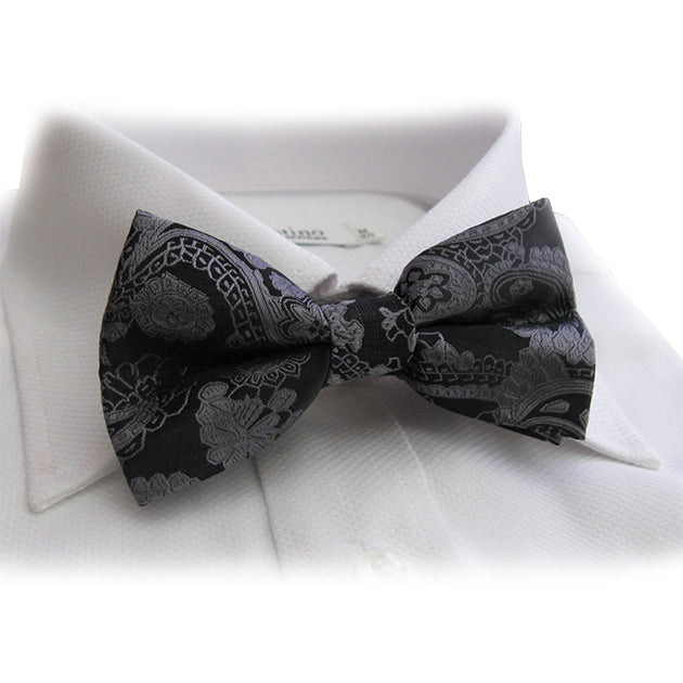 BLACK PAISLEY BOW TIE