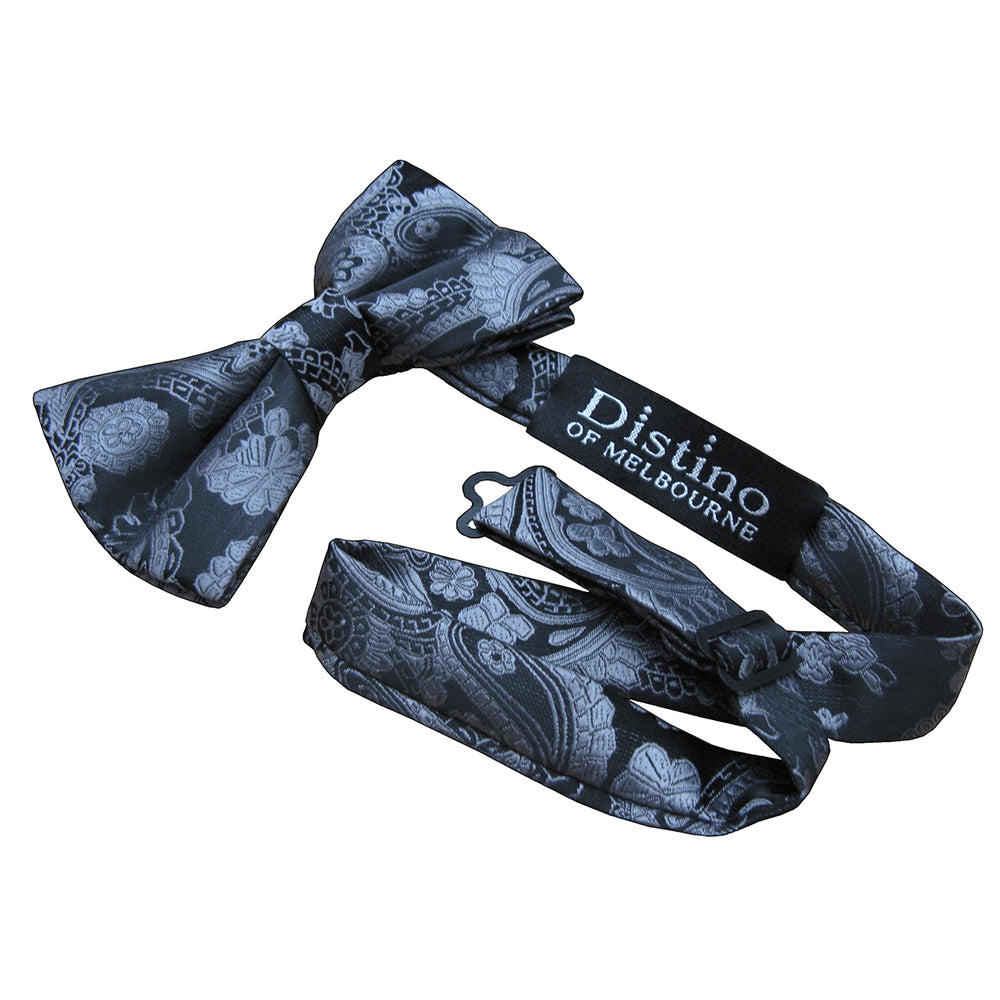 BLACK PAISLEY BOW TIE