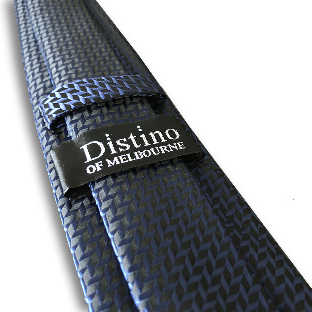 “NAVY HERRINGBONE” SKINNY POLYESTER TIE