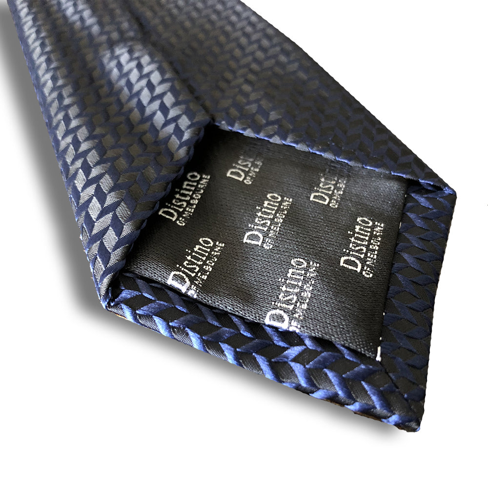 “NAVY HERRINGBONE” SKINNY POLYESTER TIE