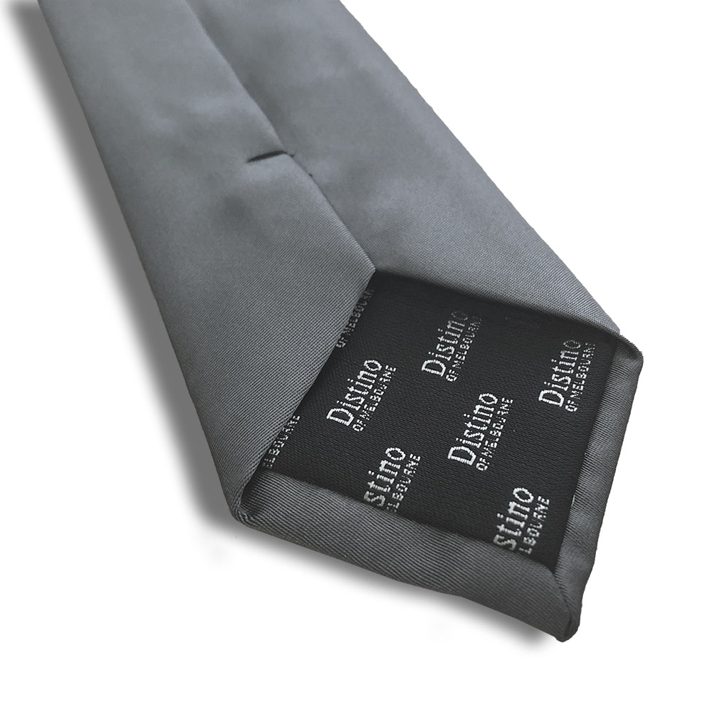 “SOLID SILVER” SKINNY POLYESTER TIE