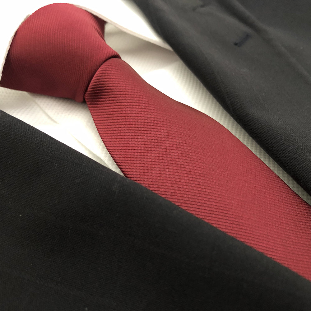 “BURGUNDY” SKINNY POLYESTER TIE