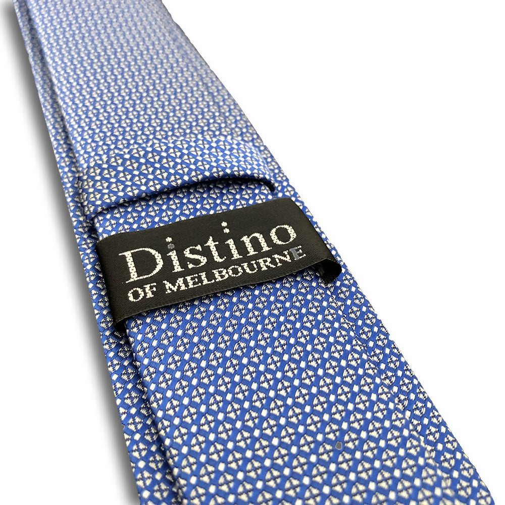 “FINE CHECK BLUE” SKINNY POLYESTER TIE