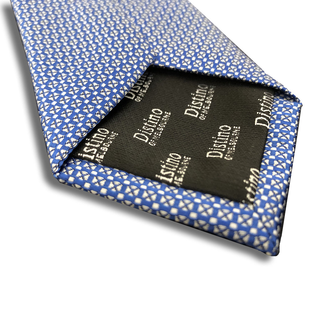 “FINE CHECK BLUE” SKINNY POLYESTER TIE