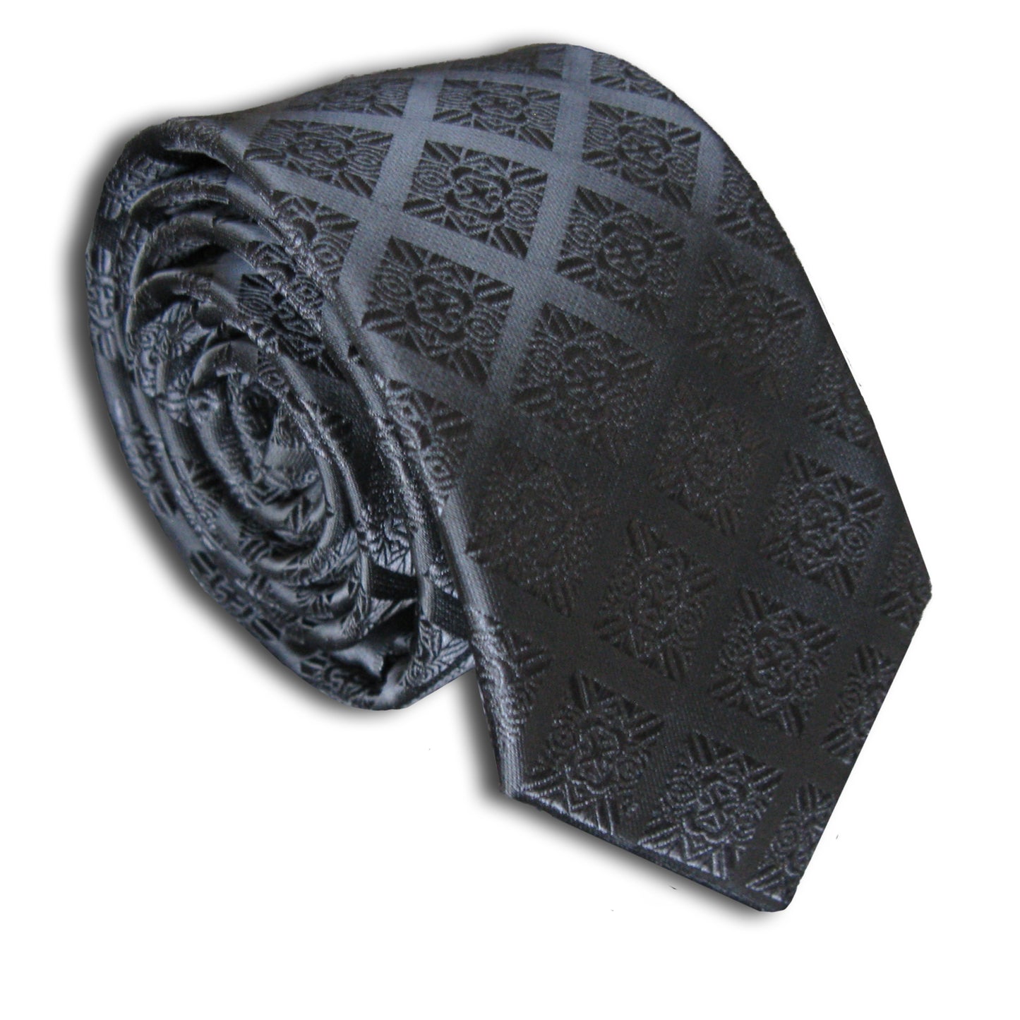 “BLACK CHECKED” SKINNY POLYESTER TIE