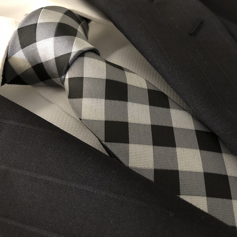 “CHECKERED” SKINNY POLYESTER TIE