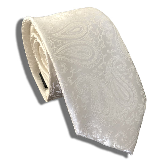 “IVORY PAISLEY” SKINNY POLYESTER TIE