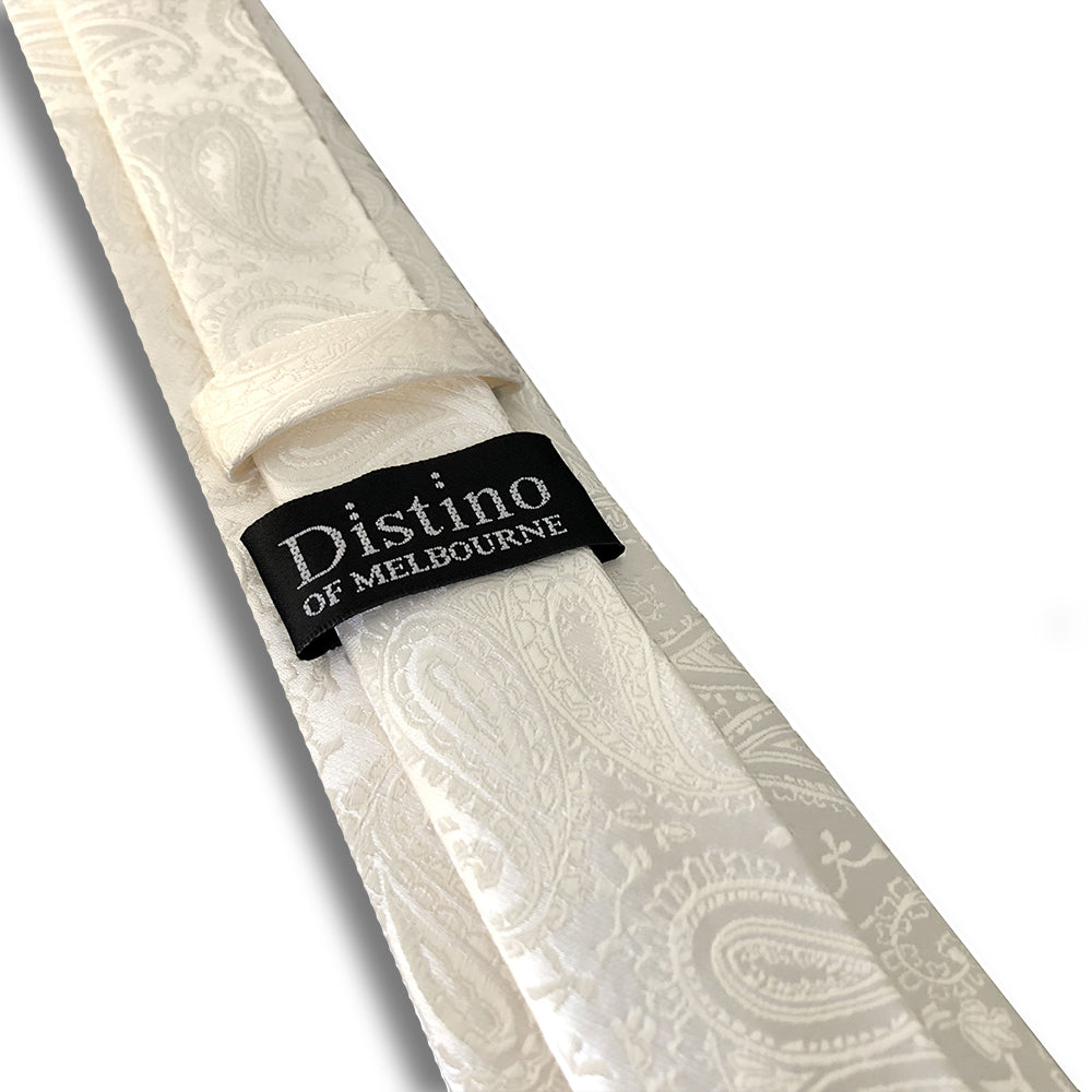 “IVORY PAISLEY” SKINNY POLYESTER TIE