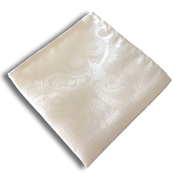 "IVORY PAISLEY" POCKET SQUARE HANDKERCHIEF