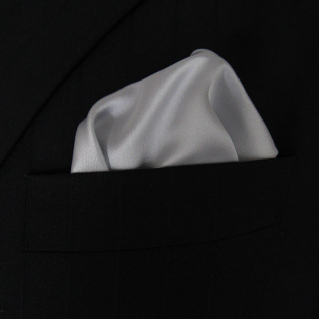 "SILVER" POCKET SQUARE HANDKERCHIEF