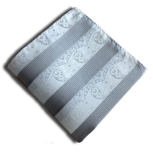 "SICILLIAN SILVER & WHITE" SILK POCKET SQUARE HANDKERCHIEF